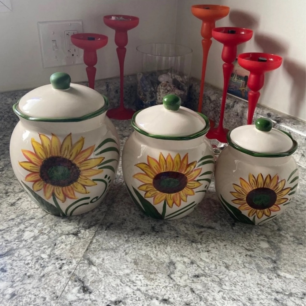 Sunflower canister set - handmade in Italy